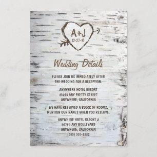 Carte D'accompagnement Pays Rustic Birch Tree Bark Mariage