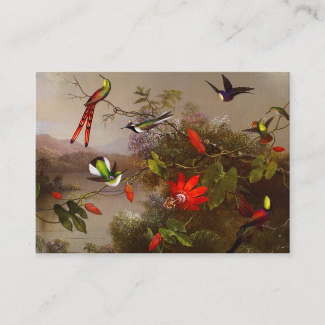 Carte D'accompagnement Paysage tropical avec dix colibris (Devant)