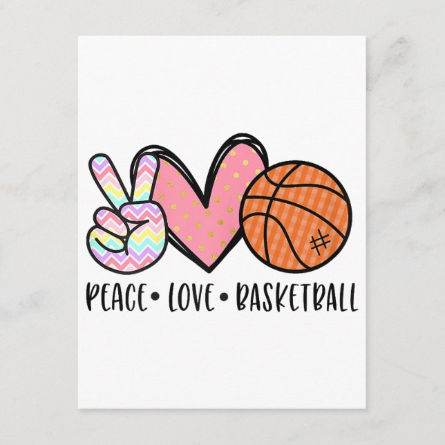 Carte D'accompagnement Peace Love Basketball Coeur pour les Ados entre (Devant)