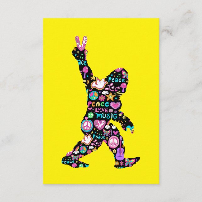 Carte D'accompagnement Peace Love Bigfoot Hippie Funny Bigfoot Lover (Devant)