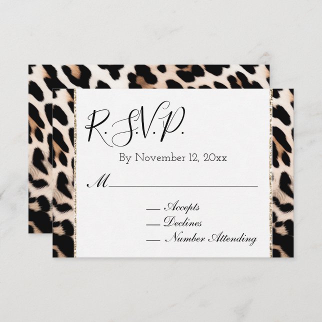 Carte D'accompagnement Peach Black Cream Leopard RSVP (Devant / Derrière)
