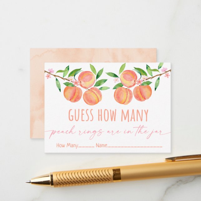 Carte D'accompagnement Peach Blossom Anniversaire Devinez Combien De Jeu (Devant/Arrière en situation)