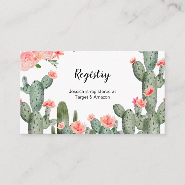 Carte D'accompagnement Peach Cactus Floral Registry Insertion (Devant)