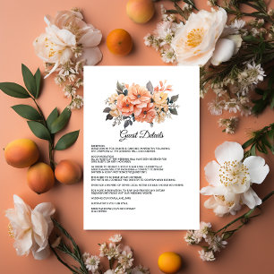 Carte D'accompagnement Peach Fuzz Floral Mariage Détails sur l'invité