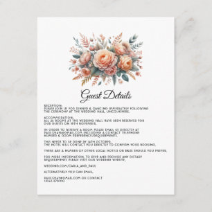 Carte D'accompagnement Peach Fuzz Floral Mariage Détails sur l'invité