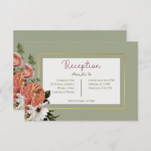Carte D'accompagnement Peach Mimosa Fleurit Floral Mariage Réception