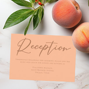 Carte D'accompagnement Peach Minimalist Script Réception de mariage d'été