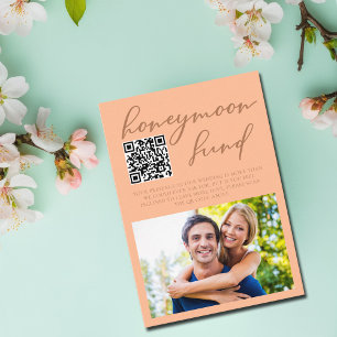 Carte D'accompagnement Peach Typography Mariage Photo Honeymoon Fund