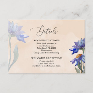 Carte D'accompagnement Peach Watercolor & Purple Daisies Détails du Maria