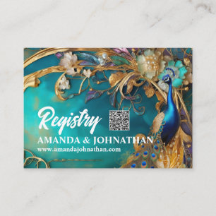 Carte D'accompagnement Peacock floral Art nouveau marbré élégant oiseau