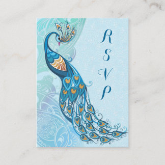 Carte D'accompagnement Peacock Lace Élégance Mariage RSVP