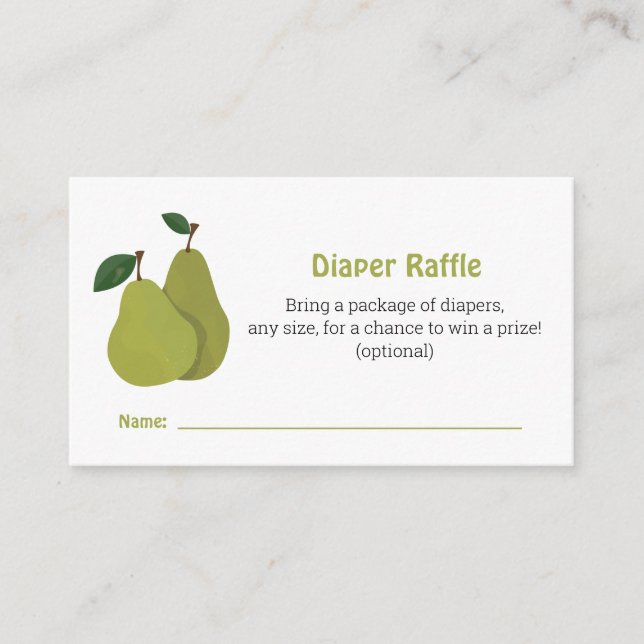 Carte D'accompagnement Pear couples baby shower Diaper Raffle (Devant)
