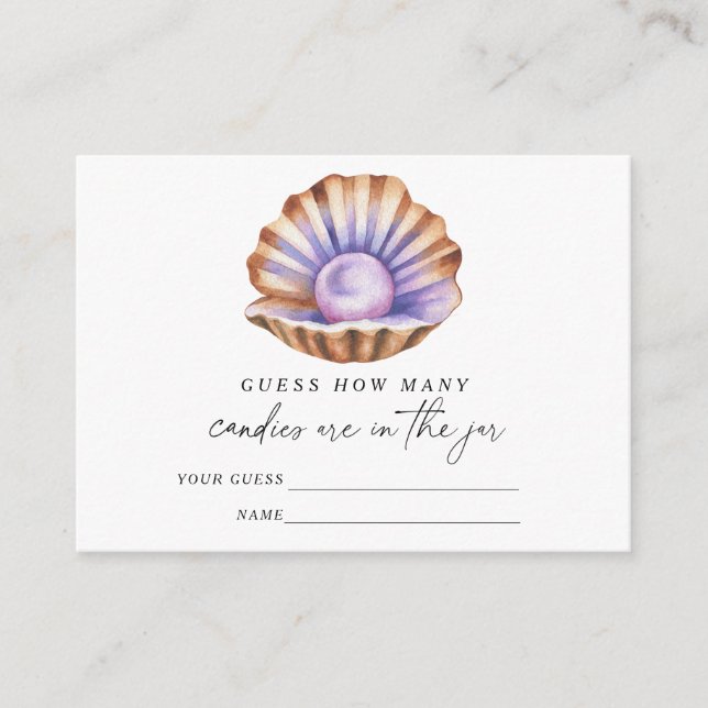 Carte D'accompagnement Pearl baby shower Devine combien de bonbons (Devant)