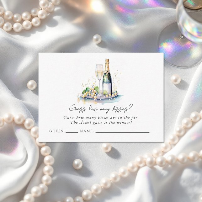 Carte D'accompagnement Pearls & Prosecco "Devinez Combien De Baisers ?" M (Pearls and Prosecco "Guess How Many Kisses?" Bridal Enclosure Card)
