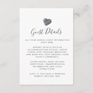 Carte D'accompagnement Pebble Heart Discovery Informations sur l'invité