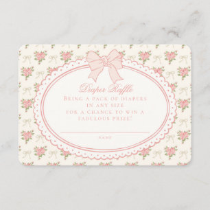 Carte D'accompagnement Pêche & Beige Insert Vintage Fleurs pour Tirage au