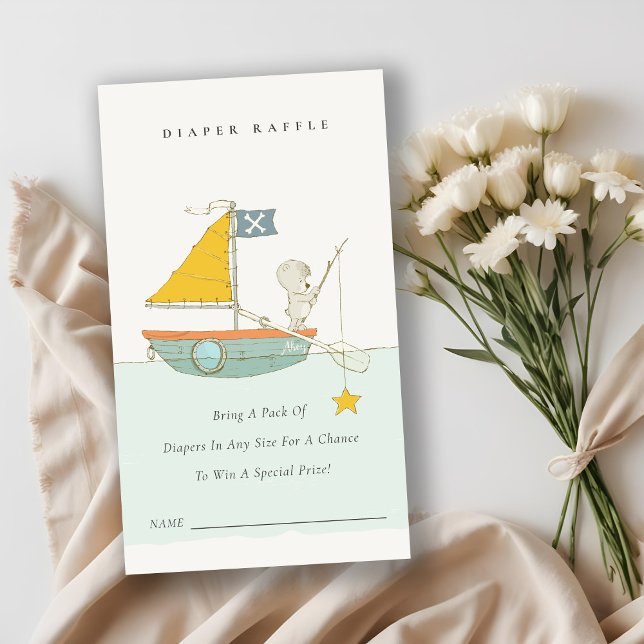 Carte D'accompagnement Pêche Ours Sailboat Baby shower à rouleaux (Créateur téléchargé)