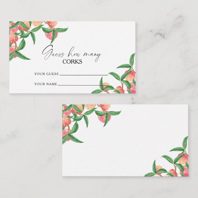 Carte D'accompagnement Pêches - devinez combien de bouchons jeu de mariag (Devant / Derrière)