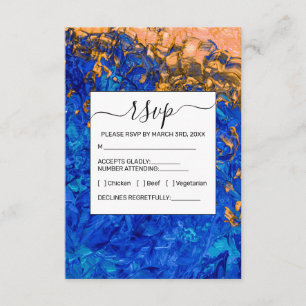 Carte D'accompagnement Peinture acrylique bleu or jaune d'Artsy Cobalt