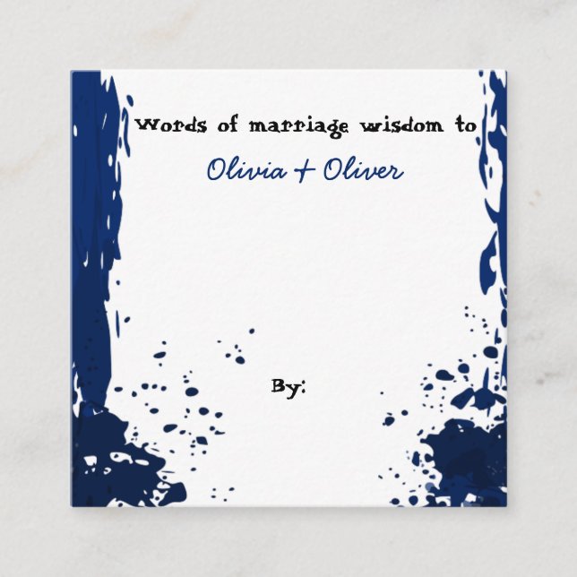 Carte D'accompagnement Peinture bleue - Mots de la sagesse du mariage - (Devant)
