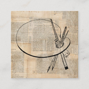 Carte D'accompagnement Peinture & Palette de peinture Art Vintage