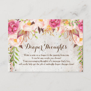 Carte D'accompagnement pensées de couche de douche de fleurs d'aquarelle 