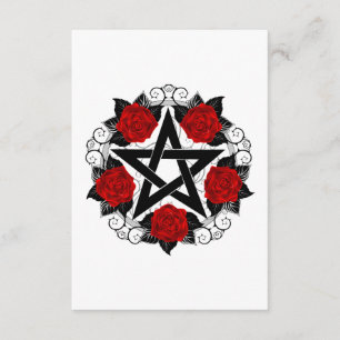 Carte D'accompagnement Pentagramme aux roses rouges
