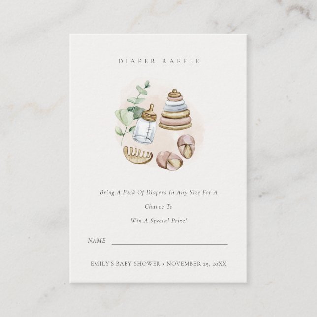 Carte D'accompagnement Pépinière rose Essential Diaper Baby shower Raffin (Devant)