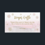 Carte D'accompagnement Père Noël Baby Christmas Baby Diaper Raffle Encein<br><div class="desc">Calligraphie adorable avec des flocons de neige,  carte d'enceinte de baby shower à thème hivernal. Facile à personnaliser avec vos détails. Vérifiez la collection pour rechercher les éléments correspondants comme cartes de boîtier.</div>