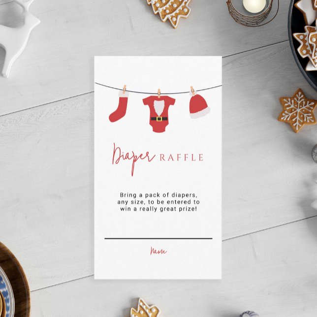 Carte D'accompagnement Père Noël Baby shower bébé Lavette Raffle Clothesl (Créateur téléchargé)
