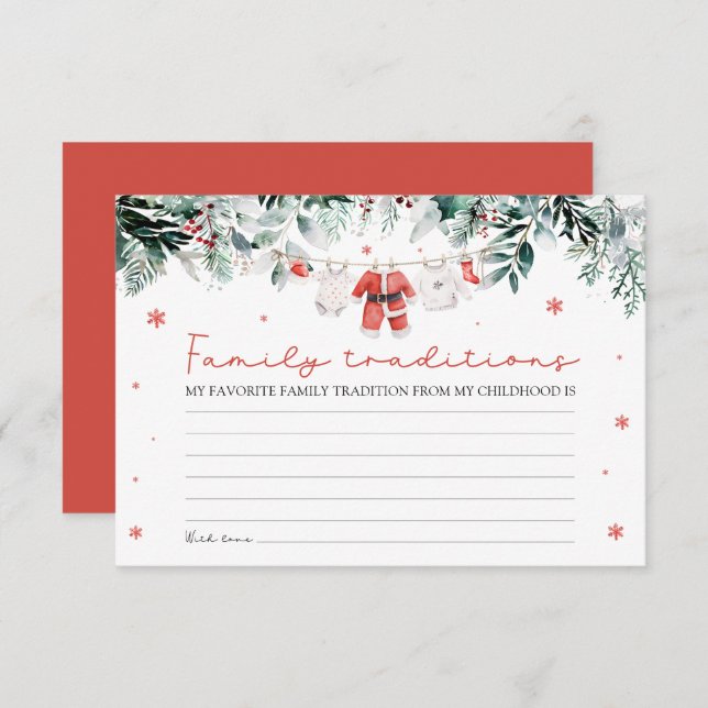 Carte D'accompagnement Père Noël Famille Tradition Baby shower Jeu (Devant / Derrière)