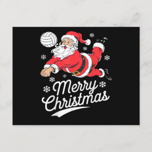 Carte D'accompagnement Père Noël jouant au volley-ball Pyjama de Noël Coo