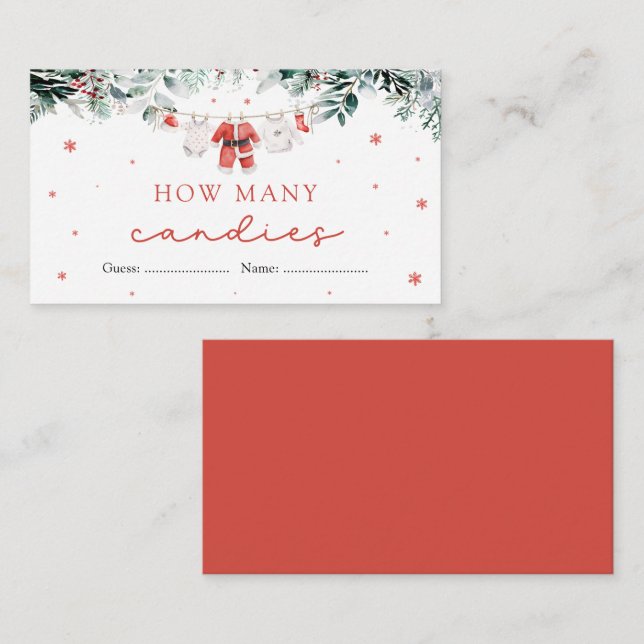 Carte D'accompagnement Père Noël Noël Combien de Candies Baby shower Jeu (Devant / Derrière)