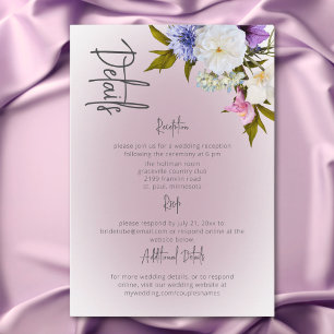 Carte D'accompagnement Peri Blanc Mauve Floral Détails Moderne