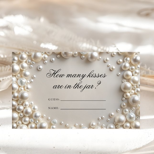 Carte D'accompagnement Perles Pastel Combien de Baisers Jeu de Mariée (Créateur téléchargé)