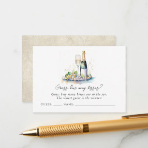 Carte D'accompagnement Perles & Prosecco "Devinez combien de baisers?" Nu