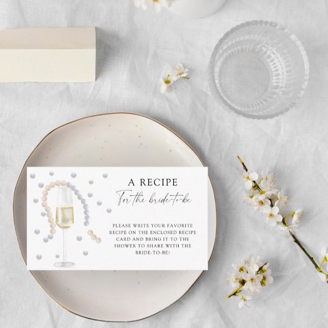 Carte D'accompagnement Perles & Prosecco - Recette pour la future mariée (Créateur téléchargé)