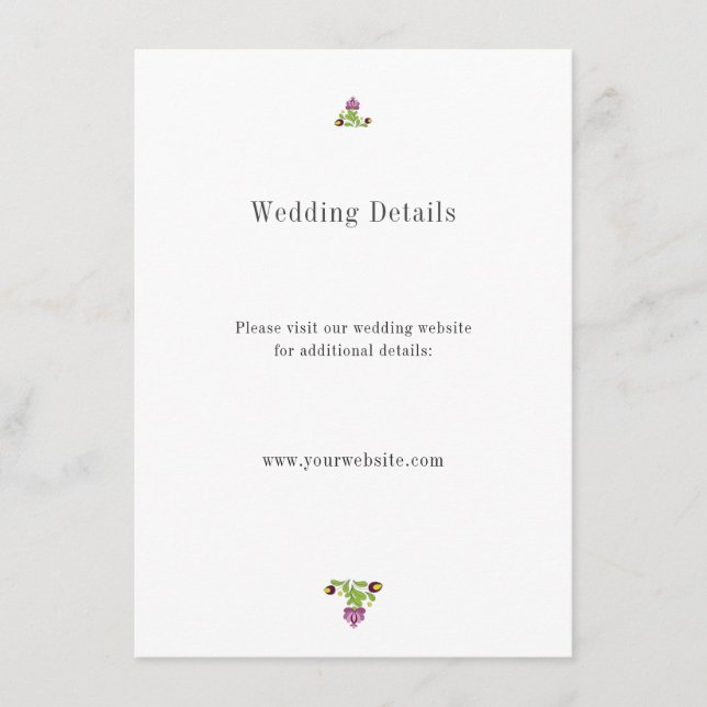 Carte D'accompagnement Personalized Folk Floral Wedding Details (Devant)