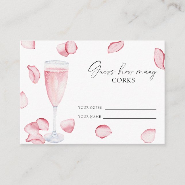 Carte D'accompagnement Pétales et Prosecco - devinez combien de bouchons (Devant)