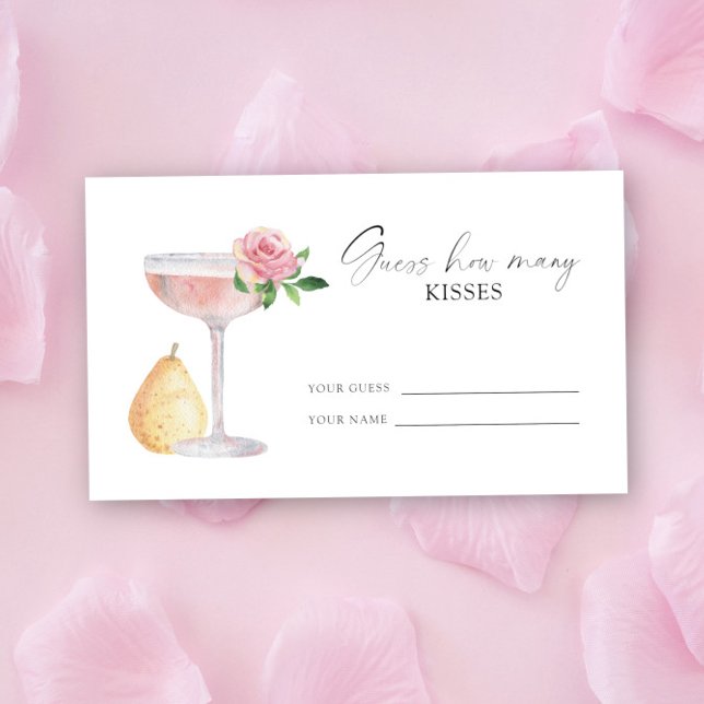 Carte D'accompagnement Pétales & Prosecco - devine combien de baisers (Créateur téléchargé)
