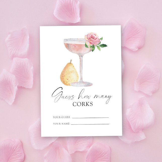 Carte D'accompagnement Pétales & Prosecco - devinez combien de bouchons (Créateur téléchargé)