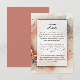 Carte D'accompagnement Pétales Rougissants et Volutes d'Argent Mariage