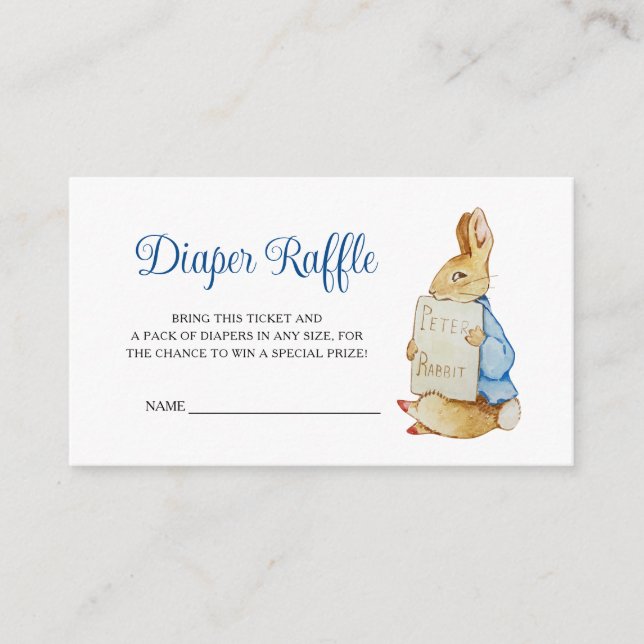 Carte D'accompagnement Peter Rabbit Baby shower Déchets Raffle (Devant)