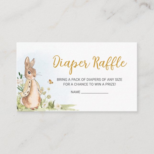 Carte D'accompagnement Peter Rabbit Baby shower Déchets Raffle (Devant)