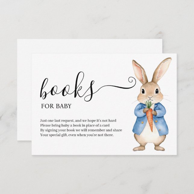 CARTE D'ACCOMPAGNEMENT PETER RABBIT VEGIE LIVRES POUR BÉBÉ (Devant / Derrière)