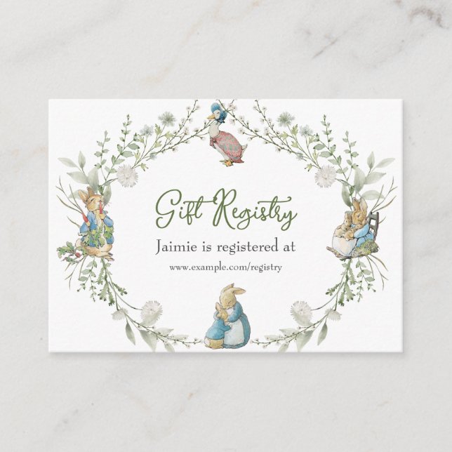 Carte D'accompagnement Peter Rabbit Wildflower Gift Registry (Devant)