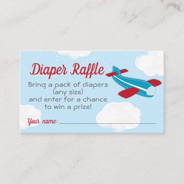 Carte D'accompagnement Petit avion Aviator Baby shower Déchets Raffle (Devant)