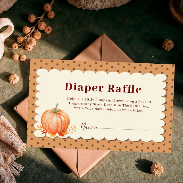 Carte D'accompagnement Petit Baby shower Citrouille de calciné  automne (diaper raffle baby shower pumpkin fall theme)