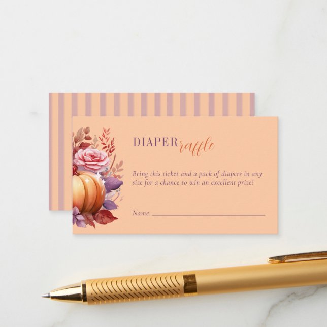 Carte D'accompagnement Petit Baby shower Citrouille Pêcher Déchets Raffin (Devant/Arrière en situation)