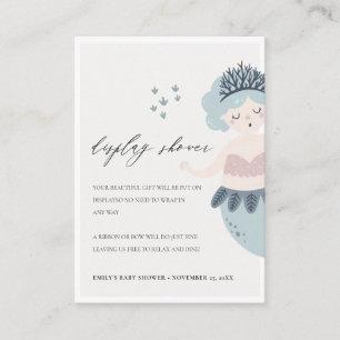 CARTE D'ACCOMPAGNEMENT PETIT BABY SHOWER D'AFFICHAGE MERMAID BLEU BLEUS C